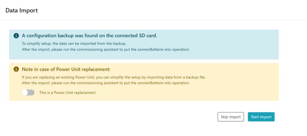 Dashboard -> Commissioning Assistance page