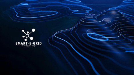 abstract blue lines with smart-e-grid logo