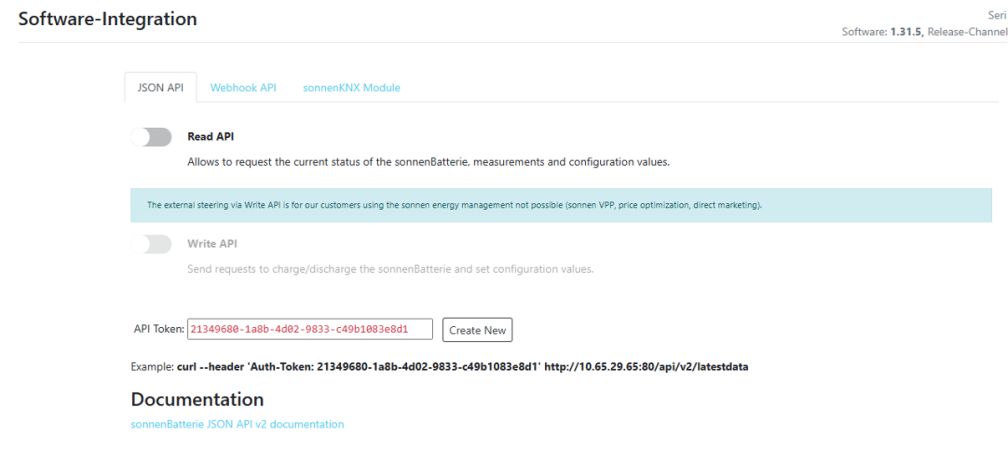 Notification Banner on the Software Integration page