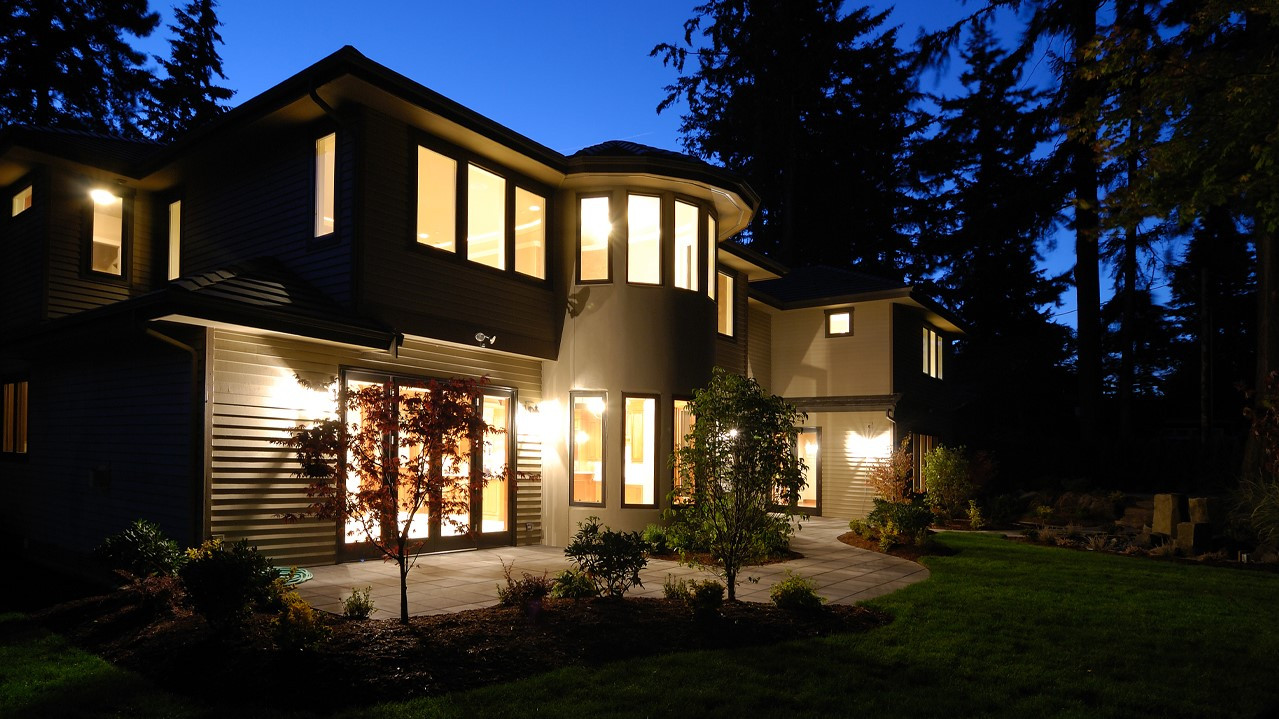 House with lights on 