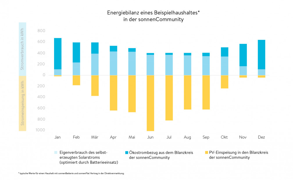 Energiebilanz eines Beispielhaushalte in der sonnenCommunity